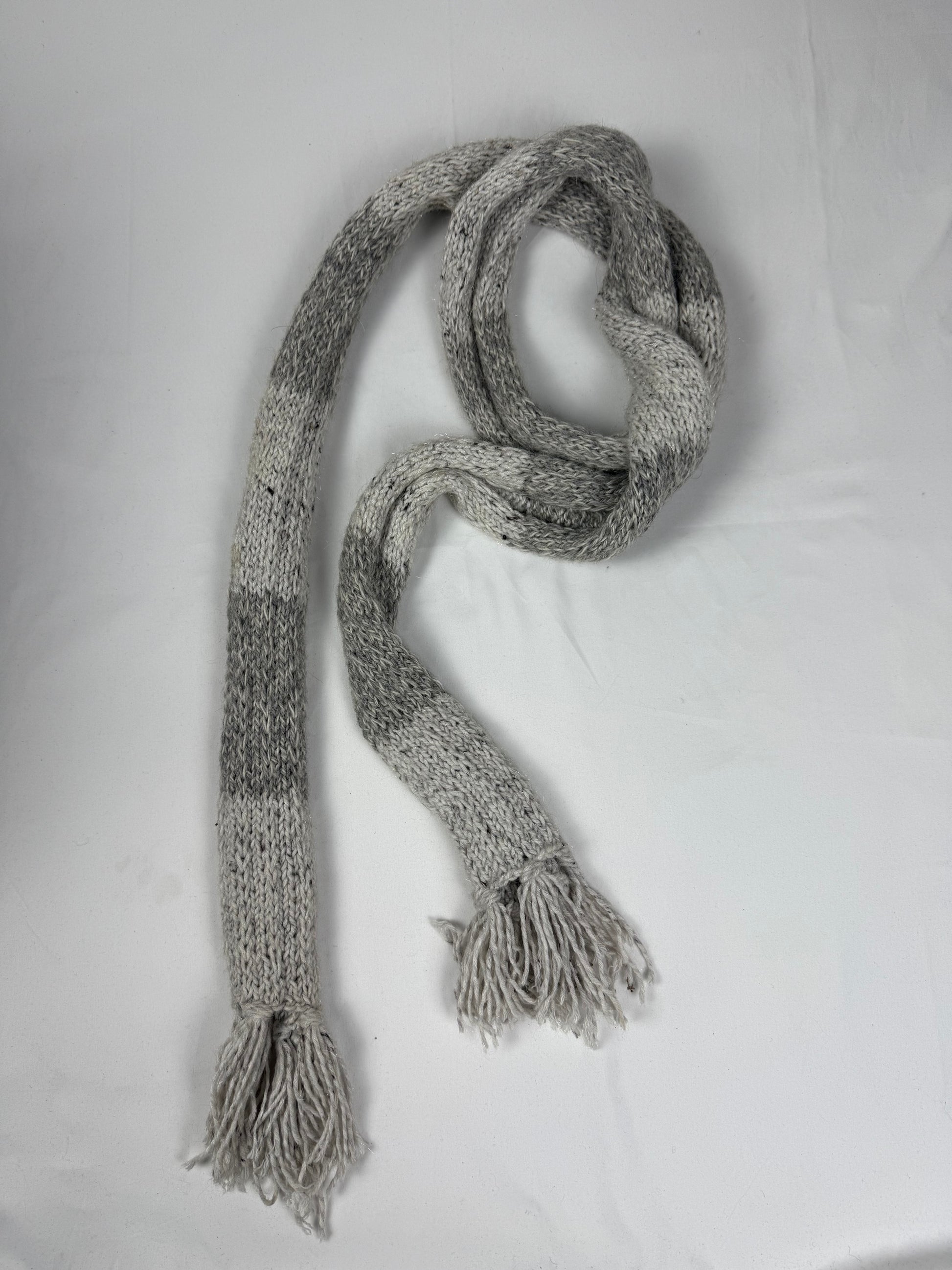 Grey crochet winter scarf