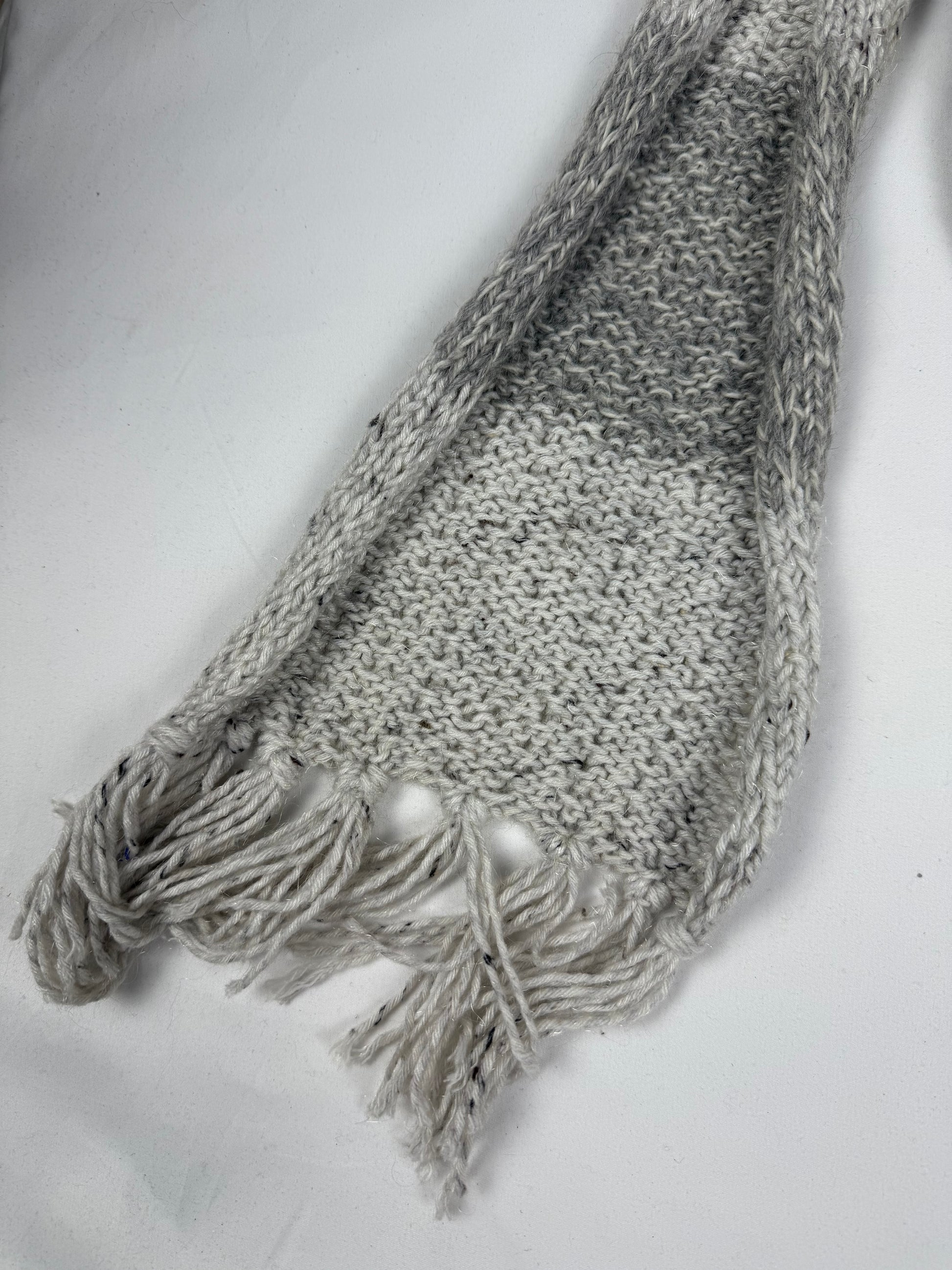 Grey crochet winter scarf