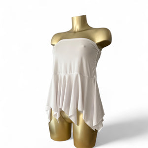 White 2 in 1 asymmetric mini skirt or tube top (S/M)