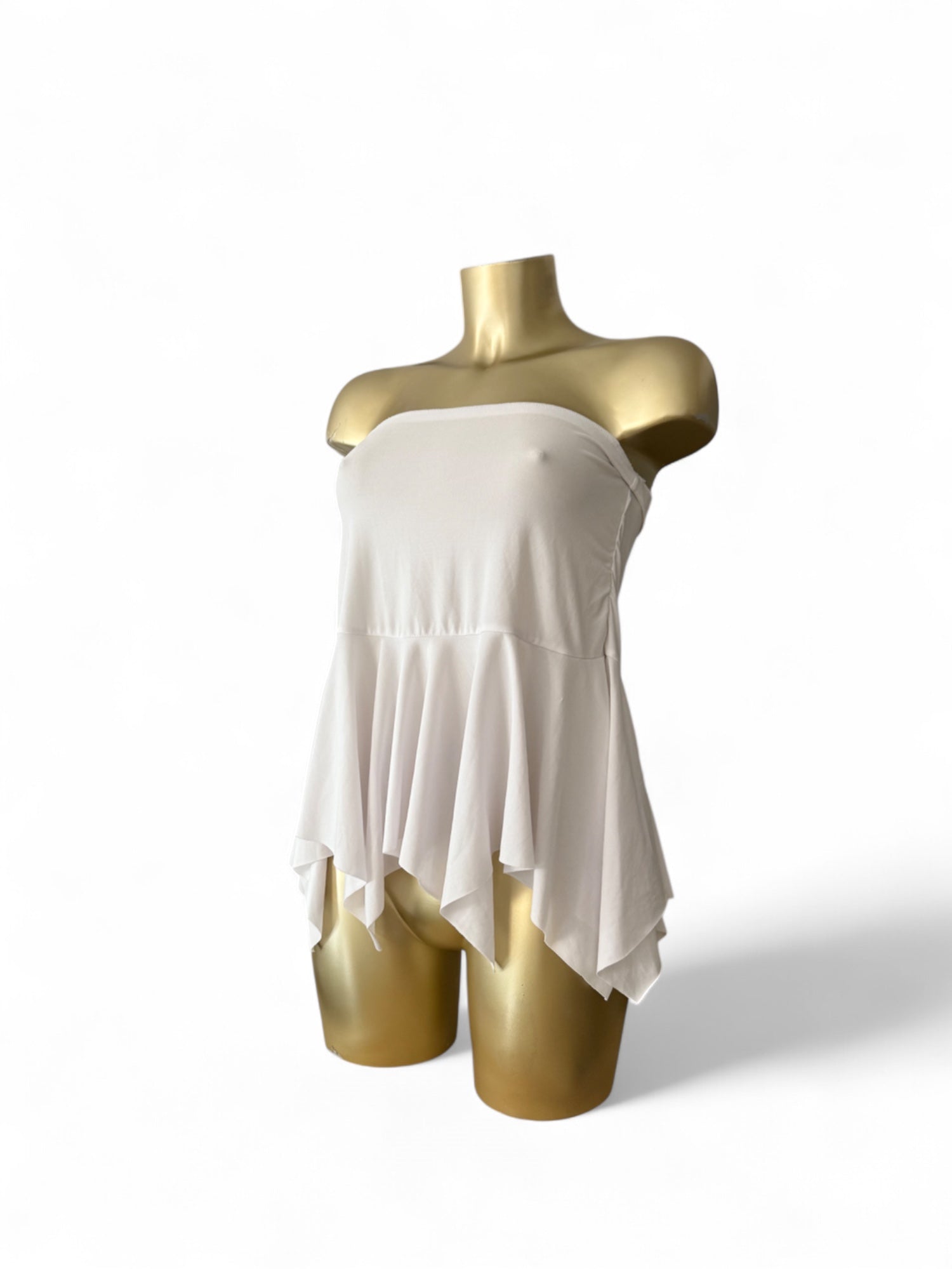 White 2 in 1 asymmetric mini skirt or tube top (S/M)