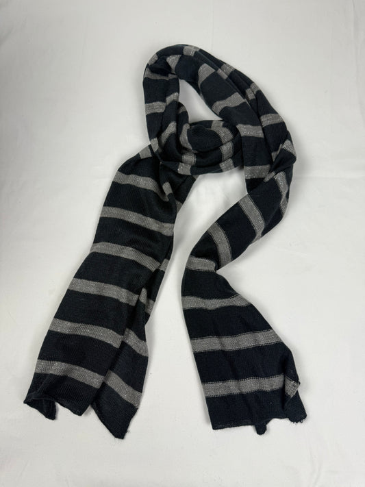 Grey striped winter scarf