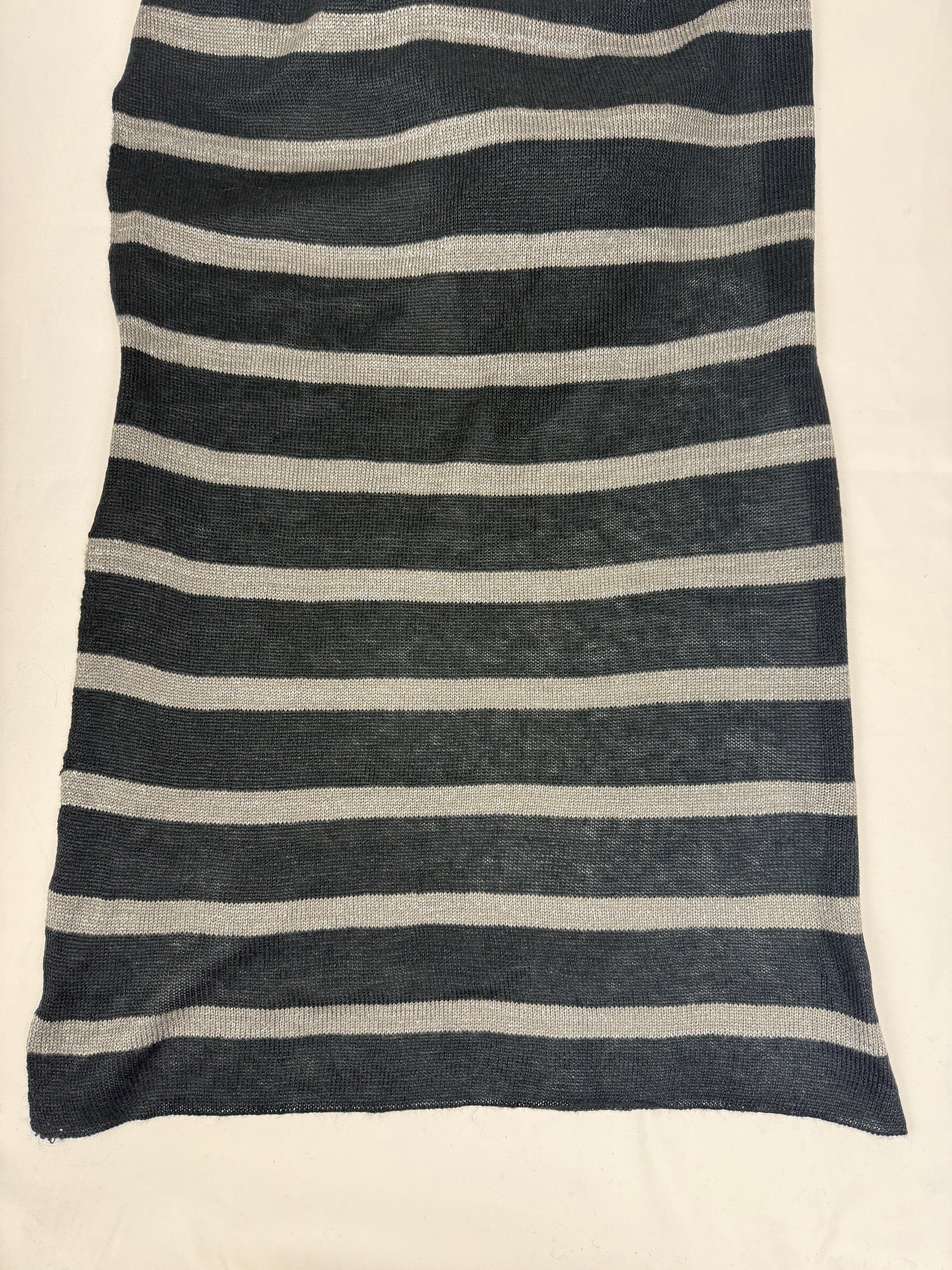 Grey striped winter scarf