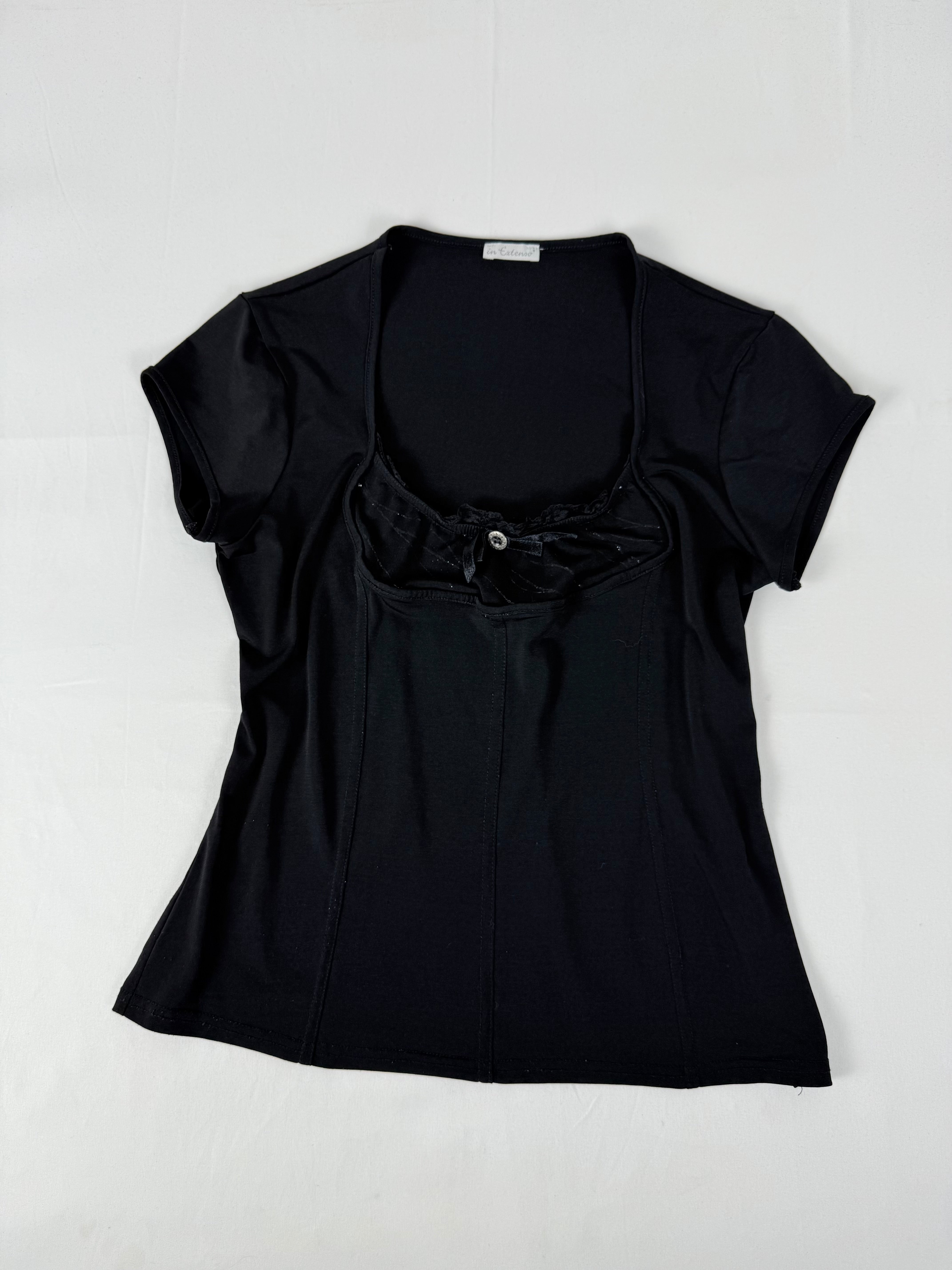 Black tight fit coquette tee (XL)