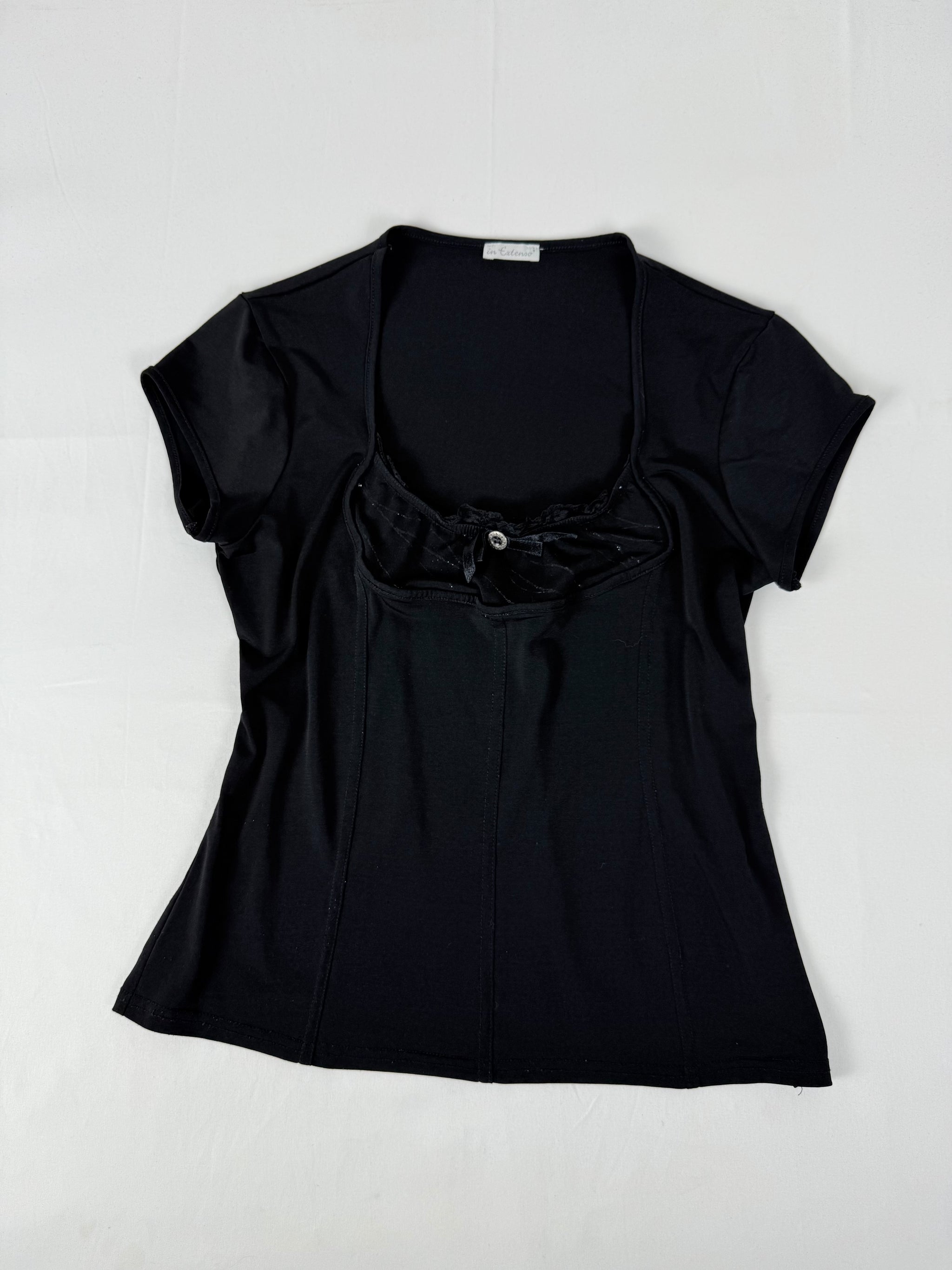 Black tight fit coquette tee (XL)