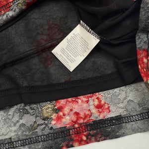 Grey floral print mesh lined tank top (L)