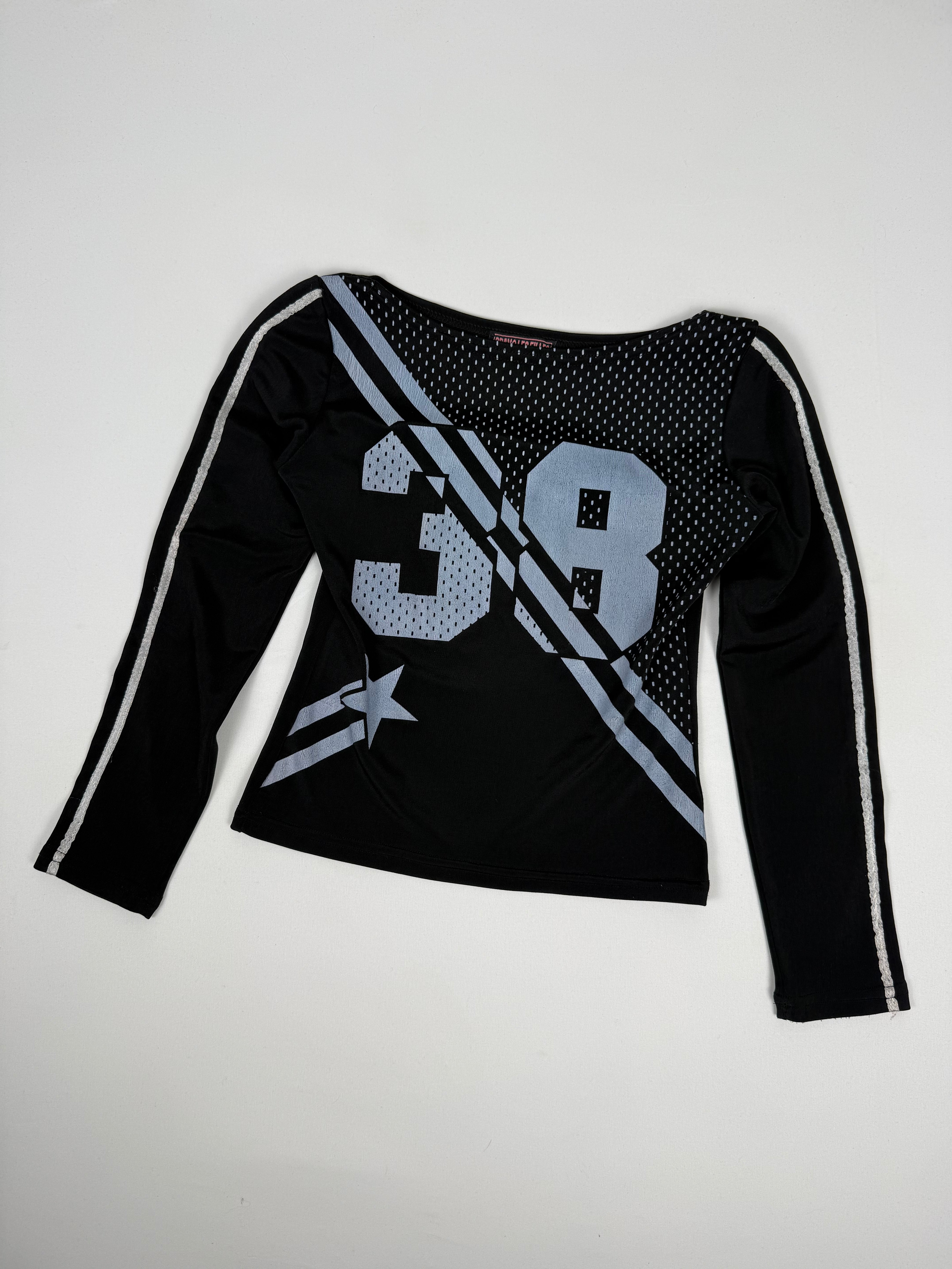 Black graphic long sleeves top (S)