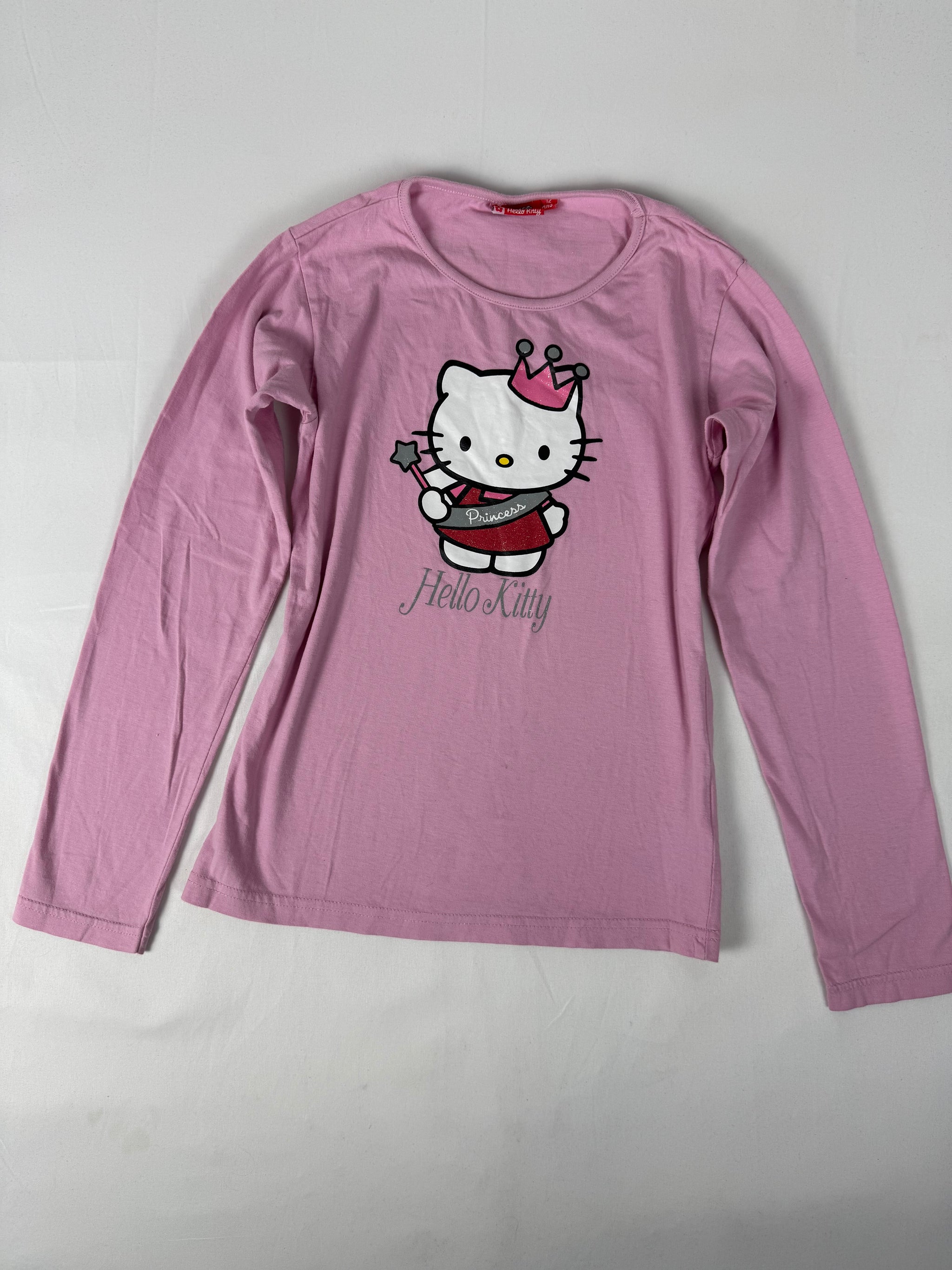 Pink cotton kitten logo long sleeves top (XS)
