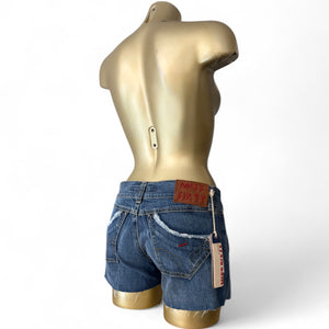 Blue low rise denim mini short (S/M)