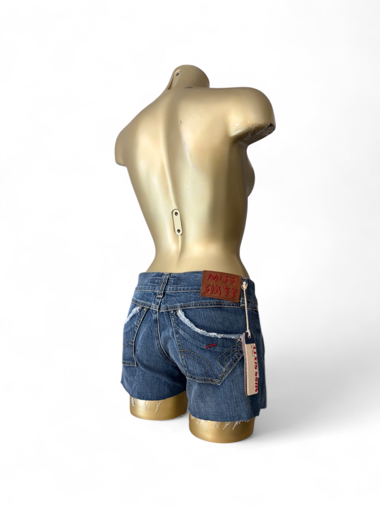 Blue low rise denim mini short (S/M)