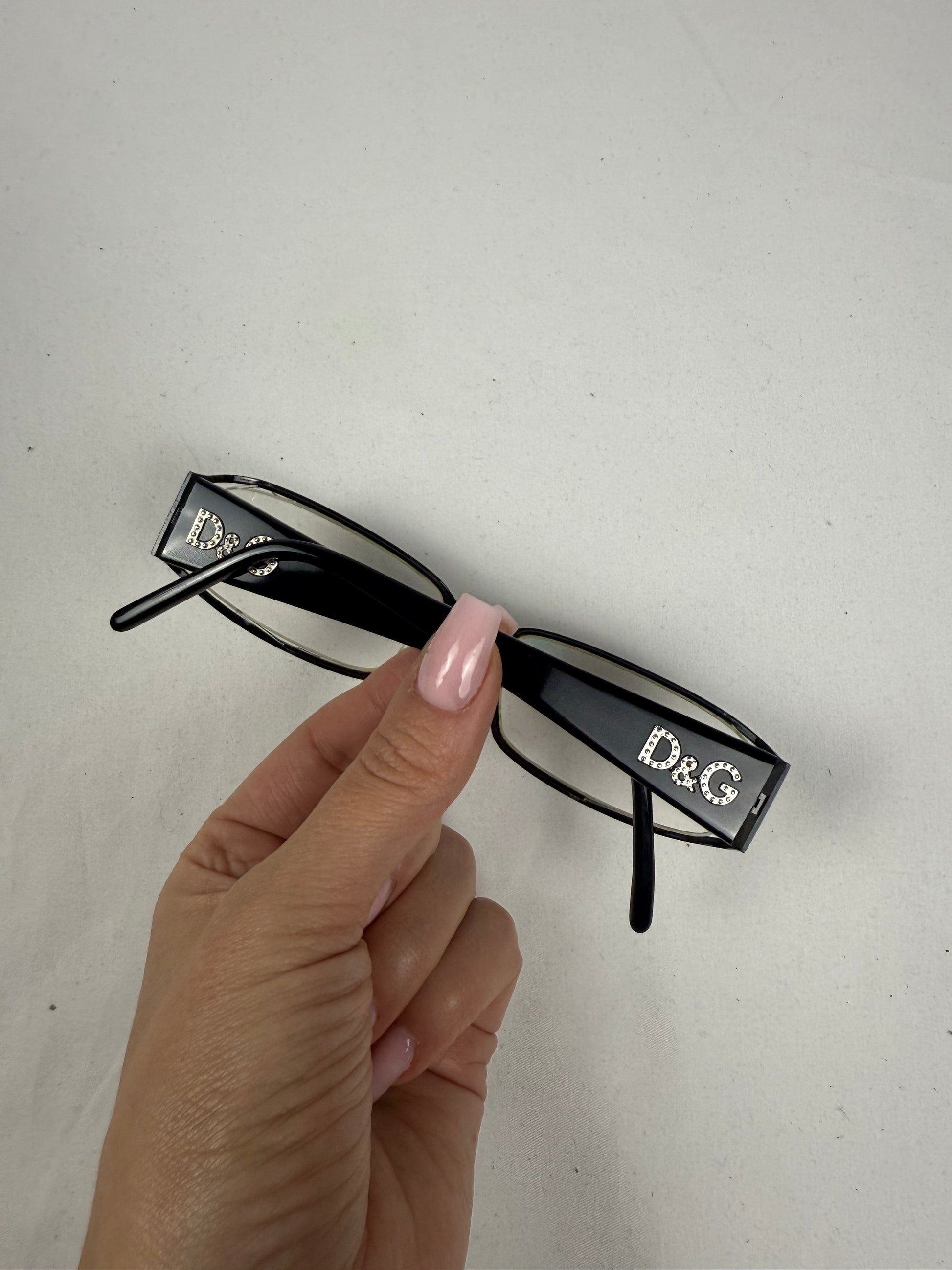 Black rhinestones logo 2000s office siren glasses (with prescription)