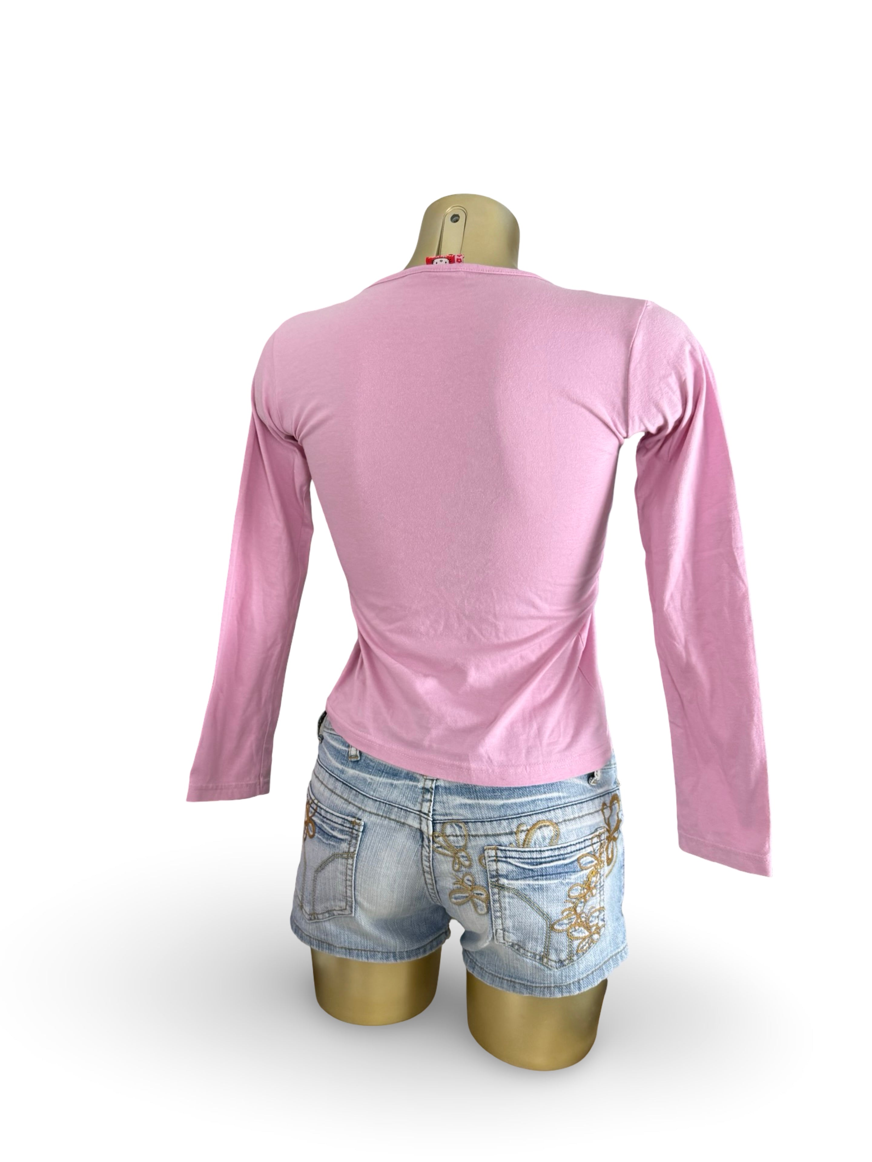 Pink cotton kitten logo long sleeves top (XS)