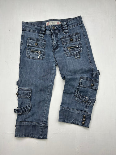 Blue denim low rise capri pants (S)