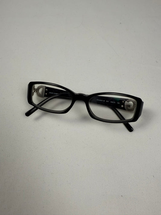 Black rhinestones logo 2000s office siren glasses (no prescription)