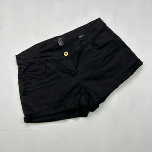 Black denim low rise mini short (S)