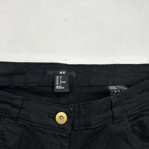 Black denim low rise mini short (S)