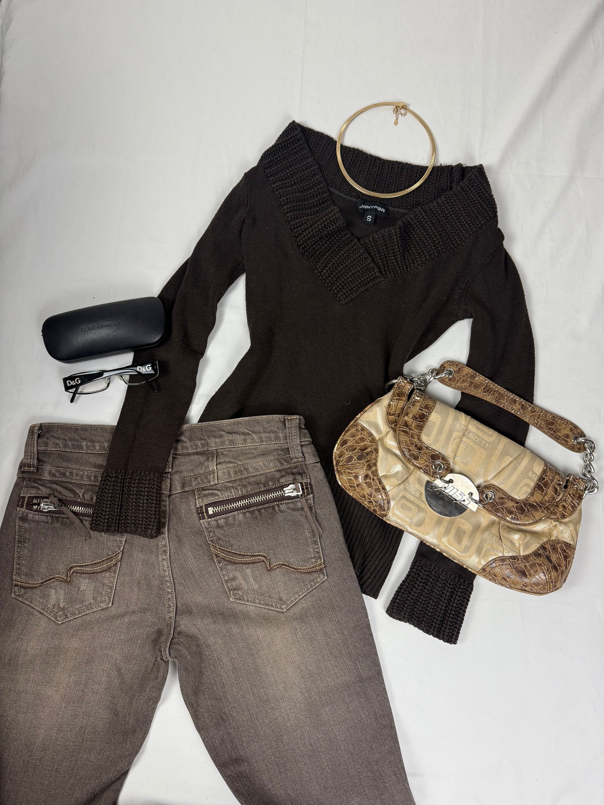 Vintage gold stainless steel choker necklace