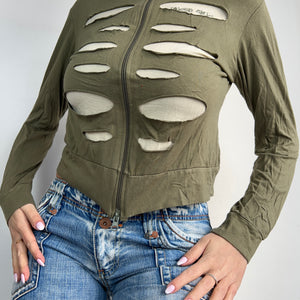 Khaki zip up sweatshirt (M)