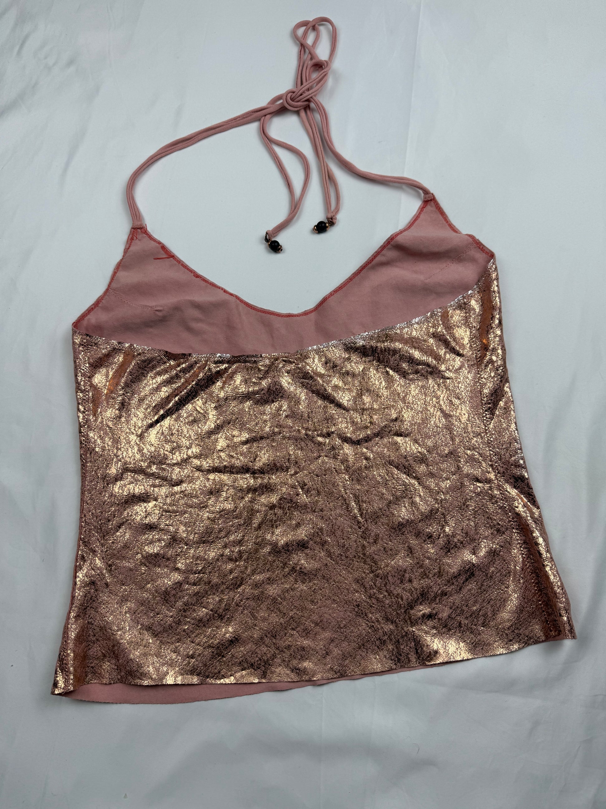 Baby pink shinning halter top (M)