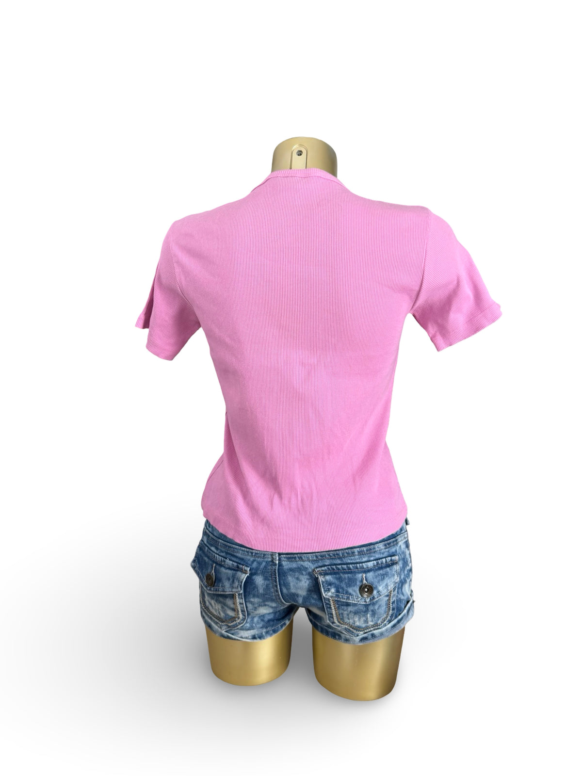 Pink ribbed cotton tee (L)