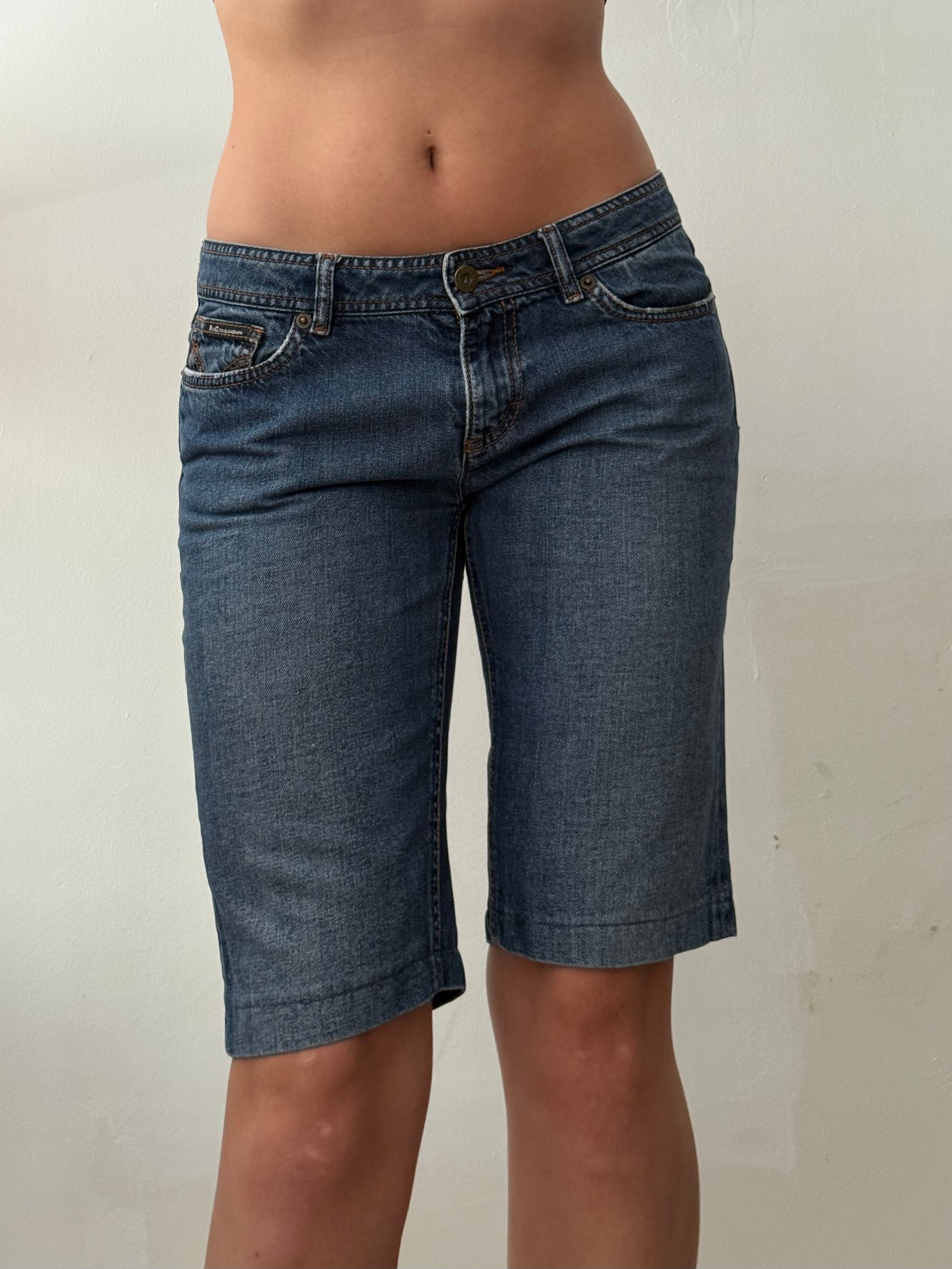 Blue denim low waist jorts (S/M)