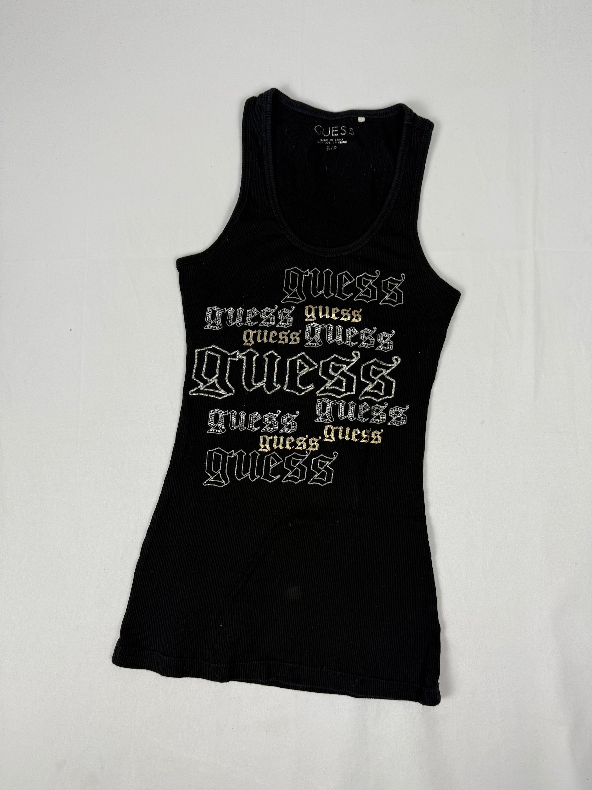 Black tight fit ribbed tank top (S)