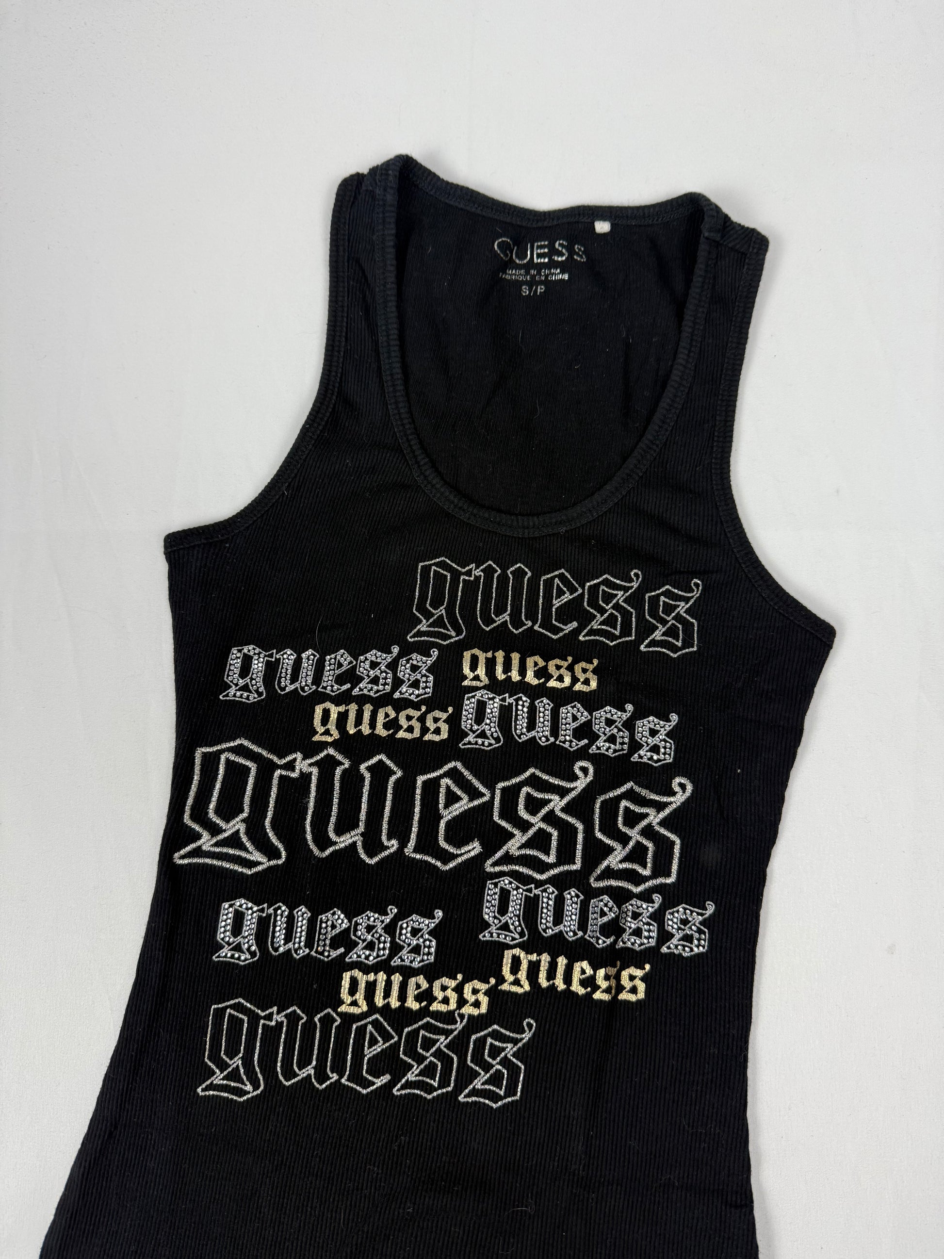 Black tight fit ribbed tank top (S)