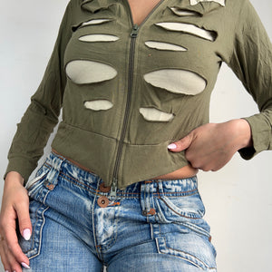 Khaki zip up sweatshirt (M)