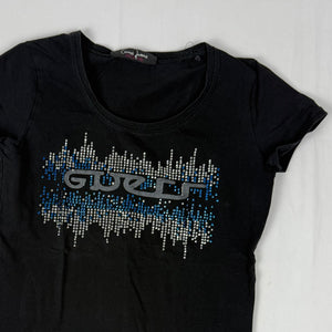 Black strass logo tight fit tee (XS/S)