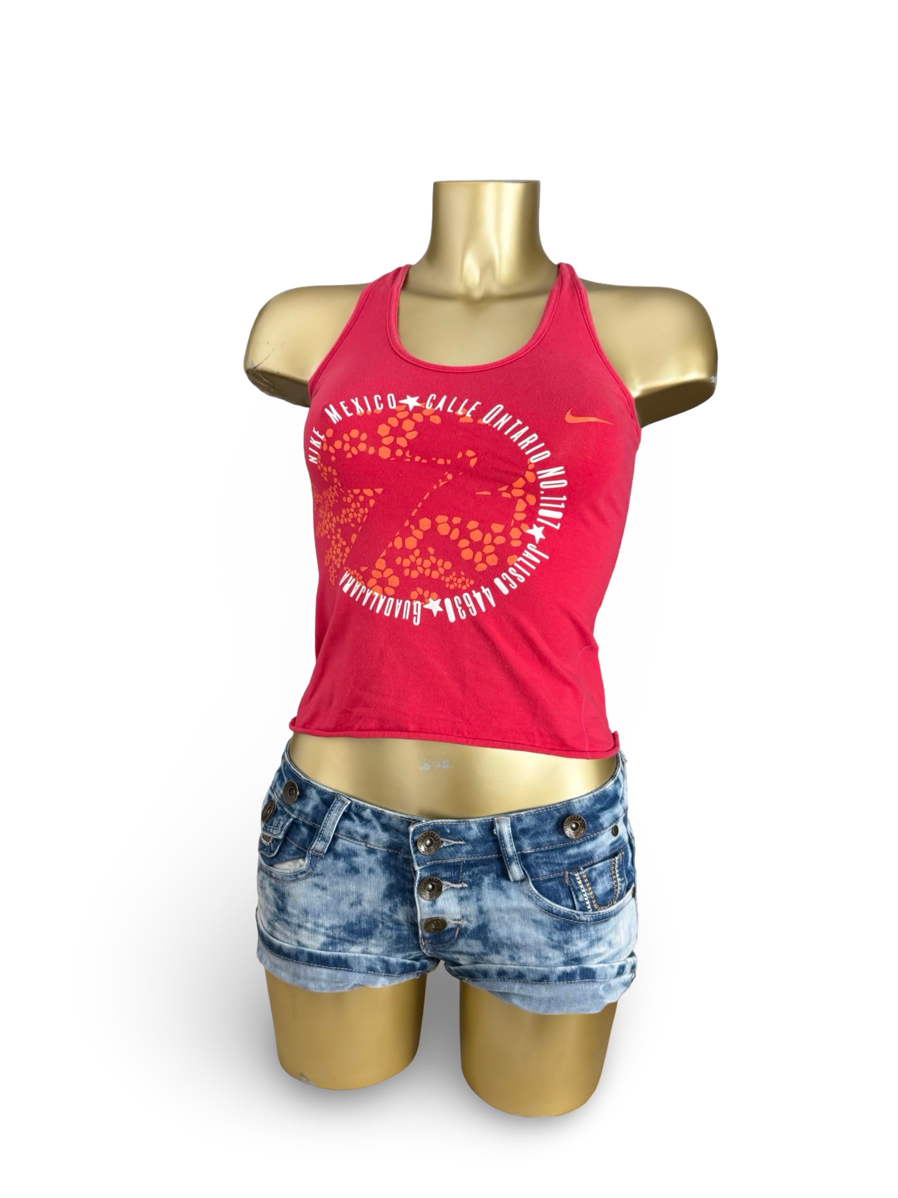 Red graphic activewear top (XS)