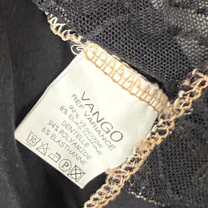 Black patchwork bi fabric mesh long sleeves top (XL)