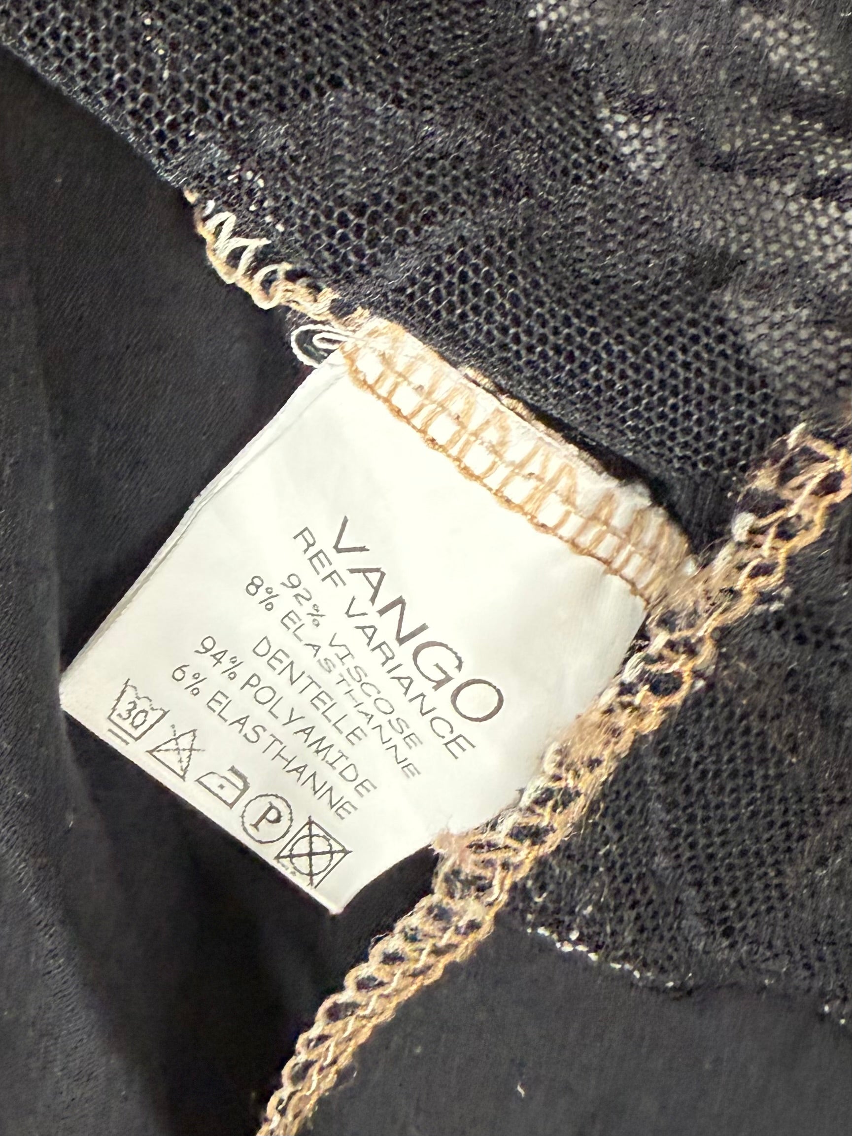 Black patchwork bi fabric mesh long sleeves top (XL)