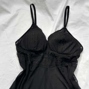 Black mesh open front babydoll mini dress (S/M)