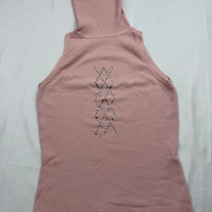 Baby pink turtleneck top + cardigan set (XS)