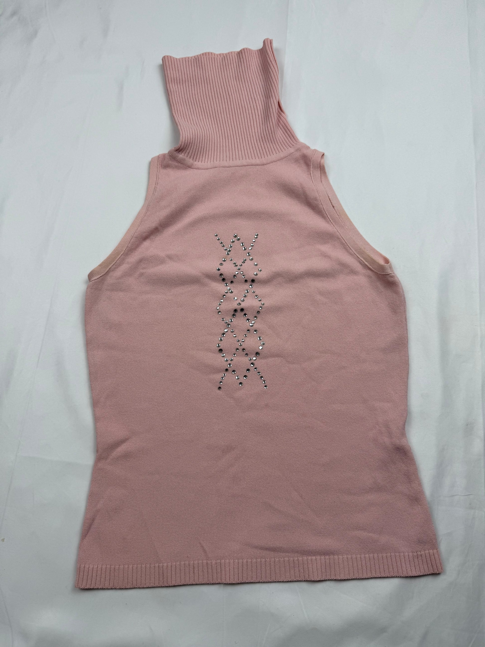Baby pink turtleneck top + cardigan set (XS)