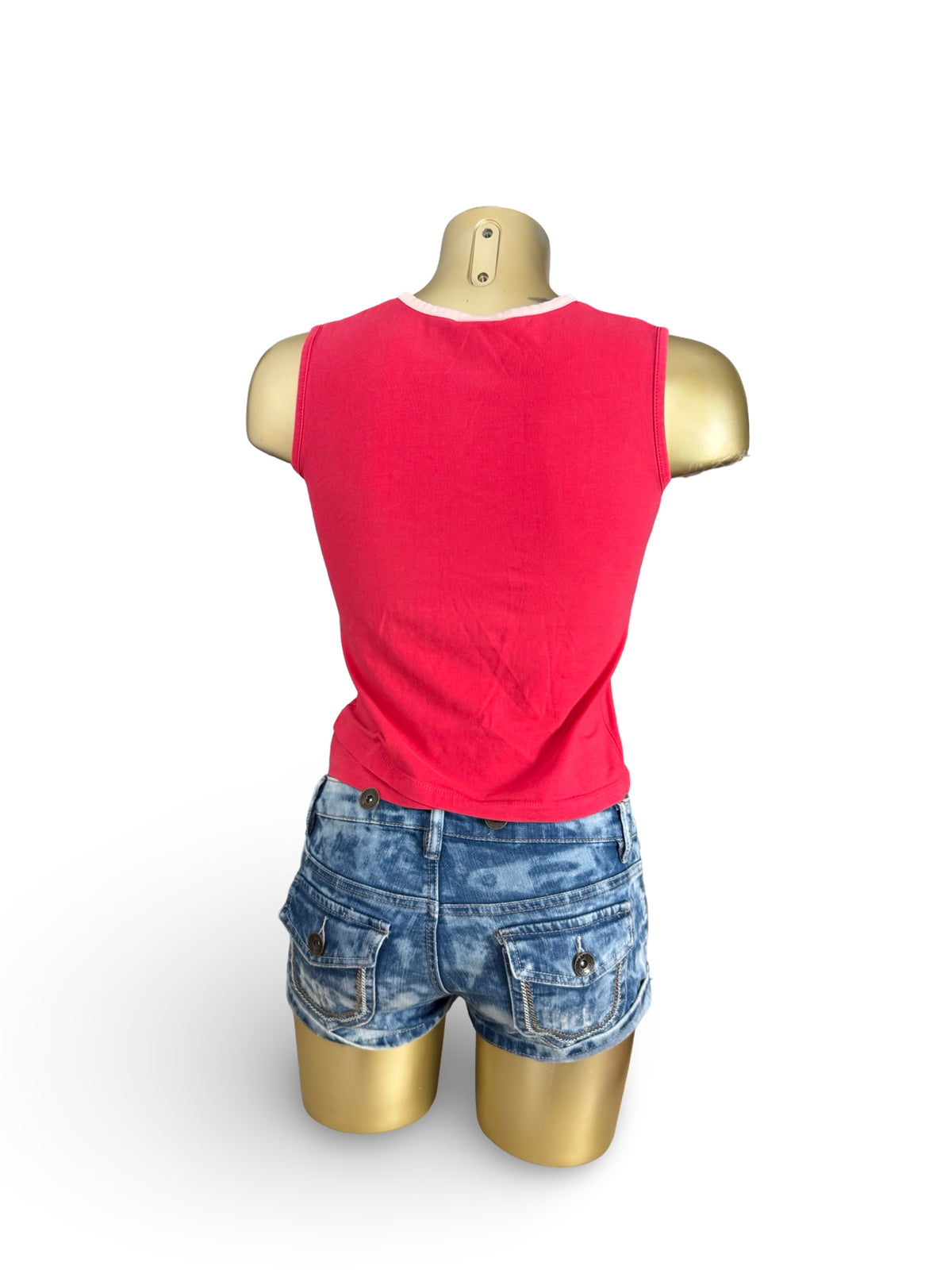 Red graphic activewear top (M)