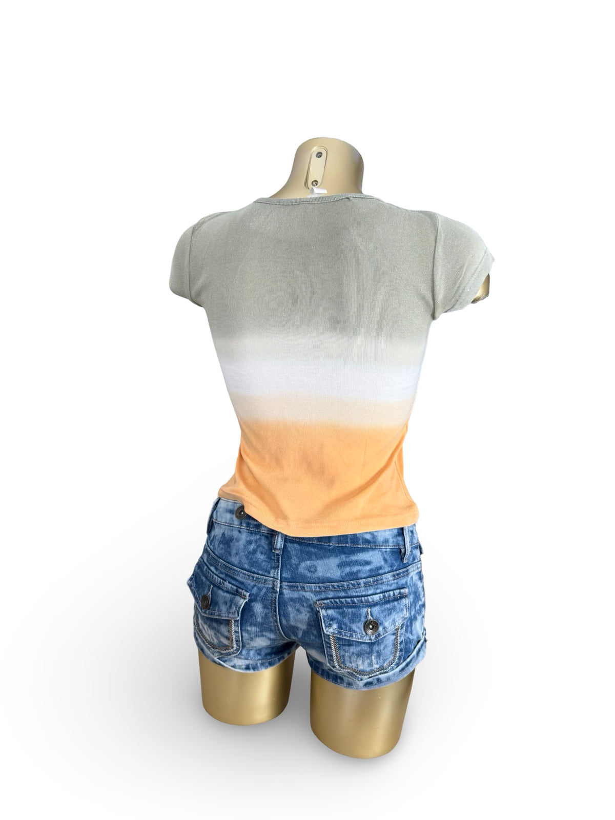 Khaki & orange cotton tee (XS)