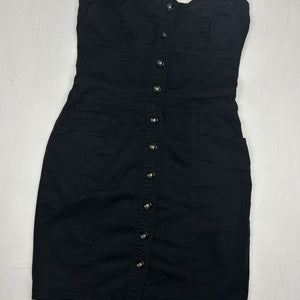 Black denim bustier mini dress (S)