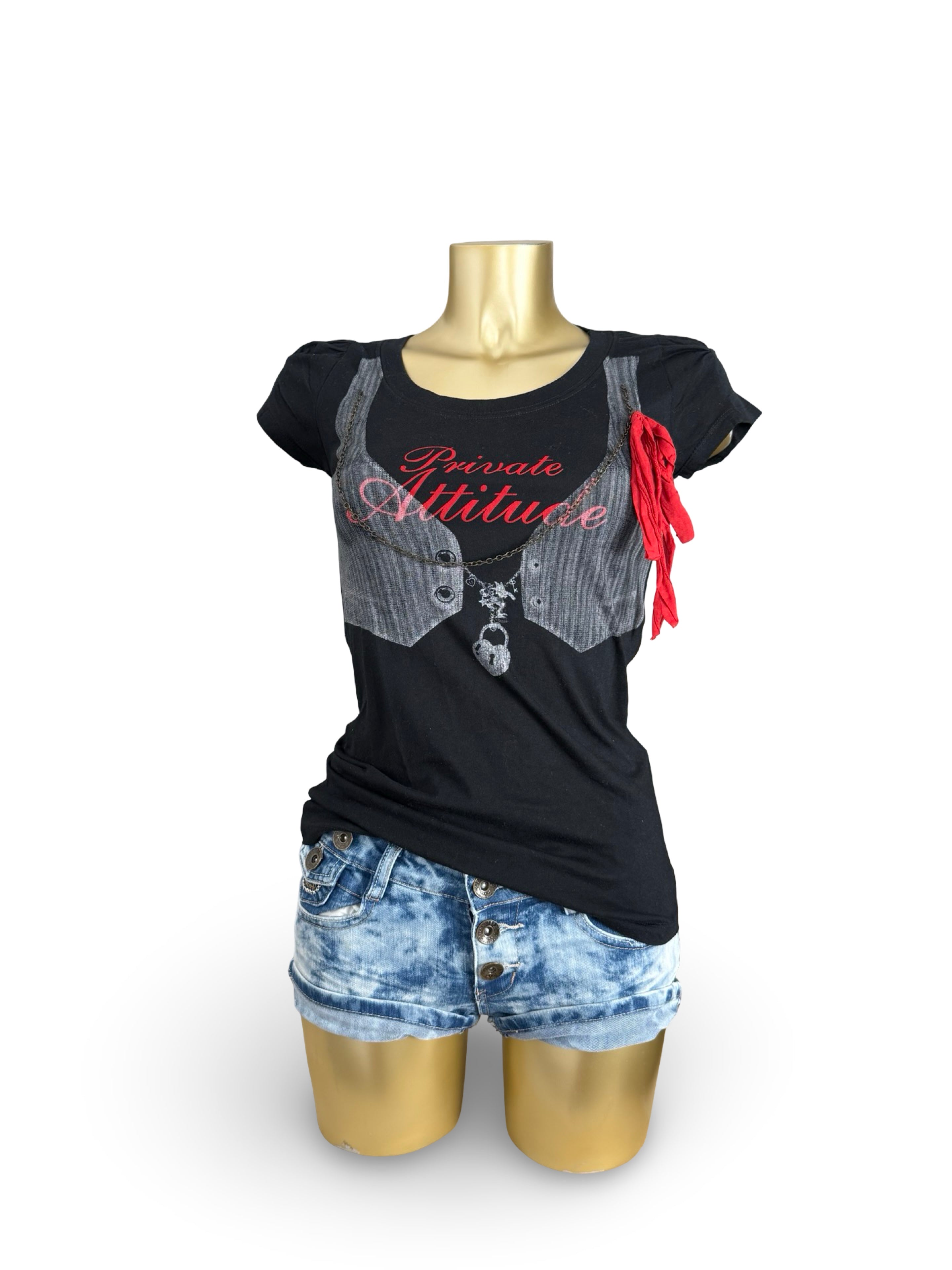 Black graphic cotton tee (S)