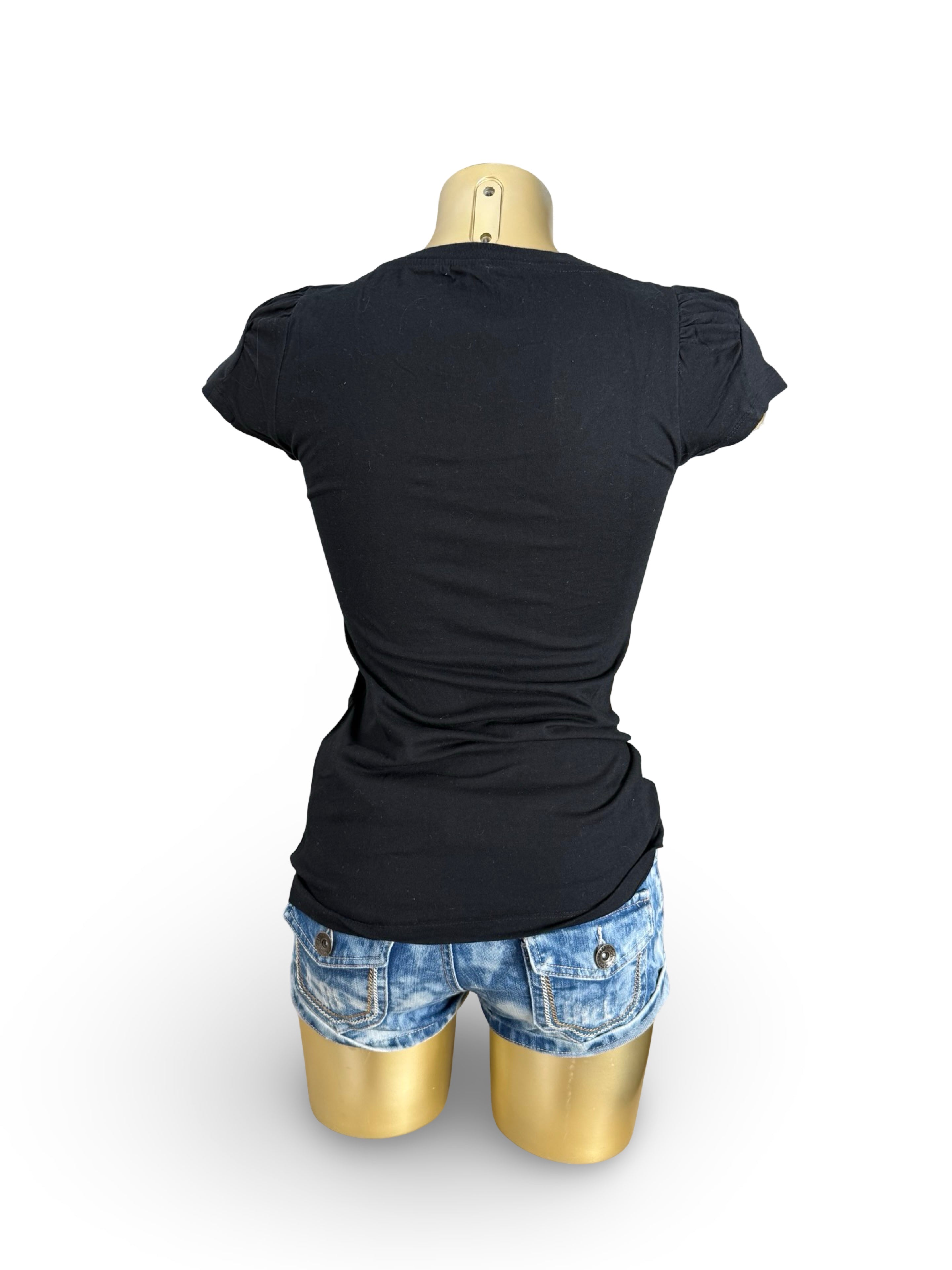 Black graphic cotton tee (S)