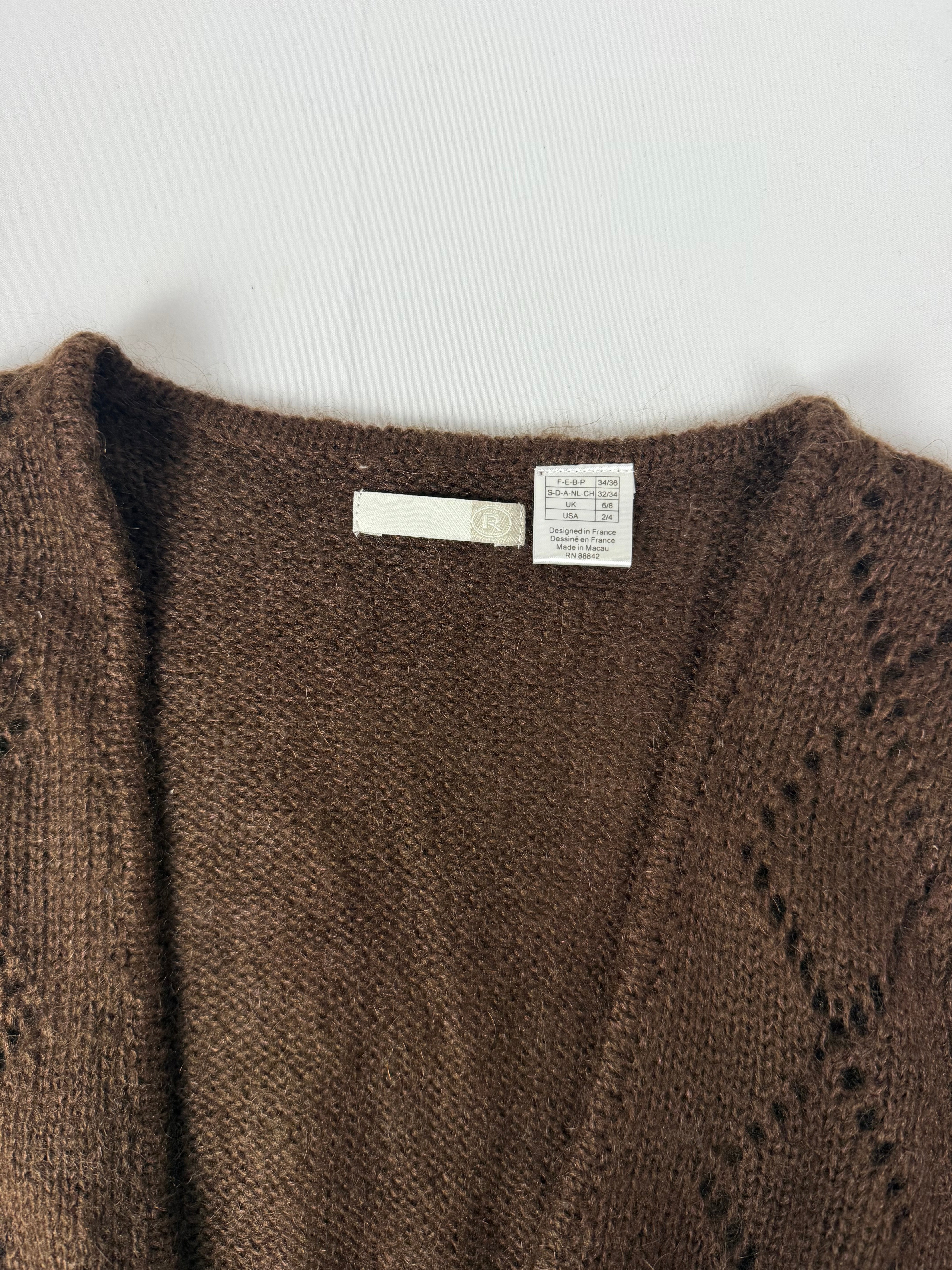 Brown super soft mohair cardigan jumper (XS/S)