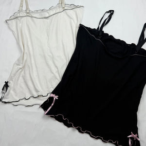 Lettuce hem coquette bow cami top (M)