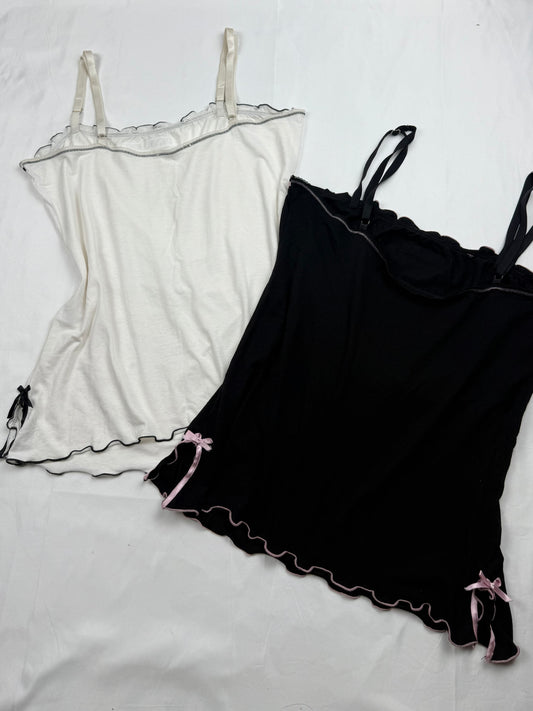Lettuce hem coquette bow cami top (M)