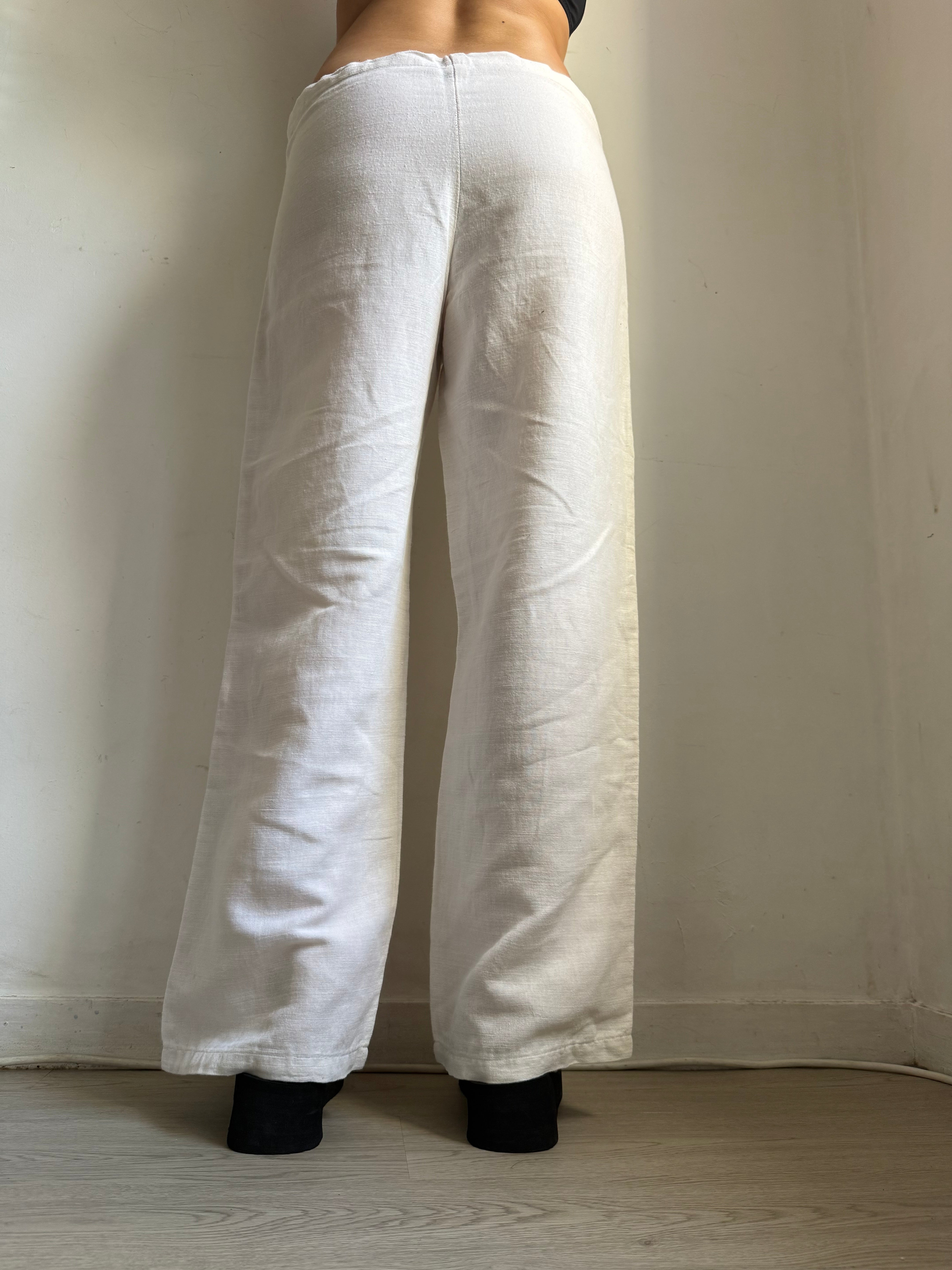White linen baggy pants (M)
