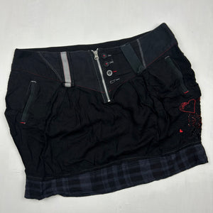Black cotton low rise mini skirt (XL)