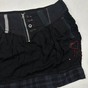 Black cotton low rise mini skirt (XL)