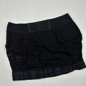 Black cotton low rise mini skirt (XL)