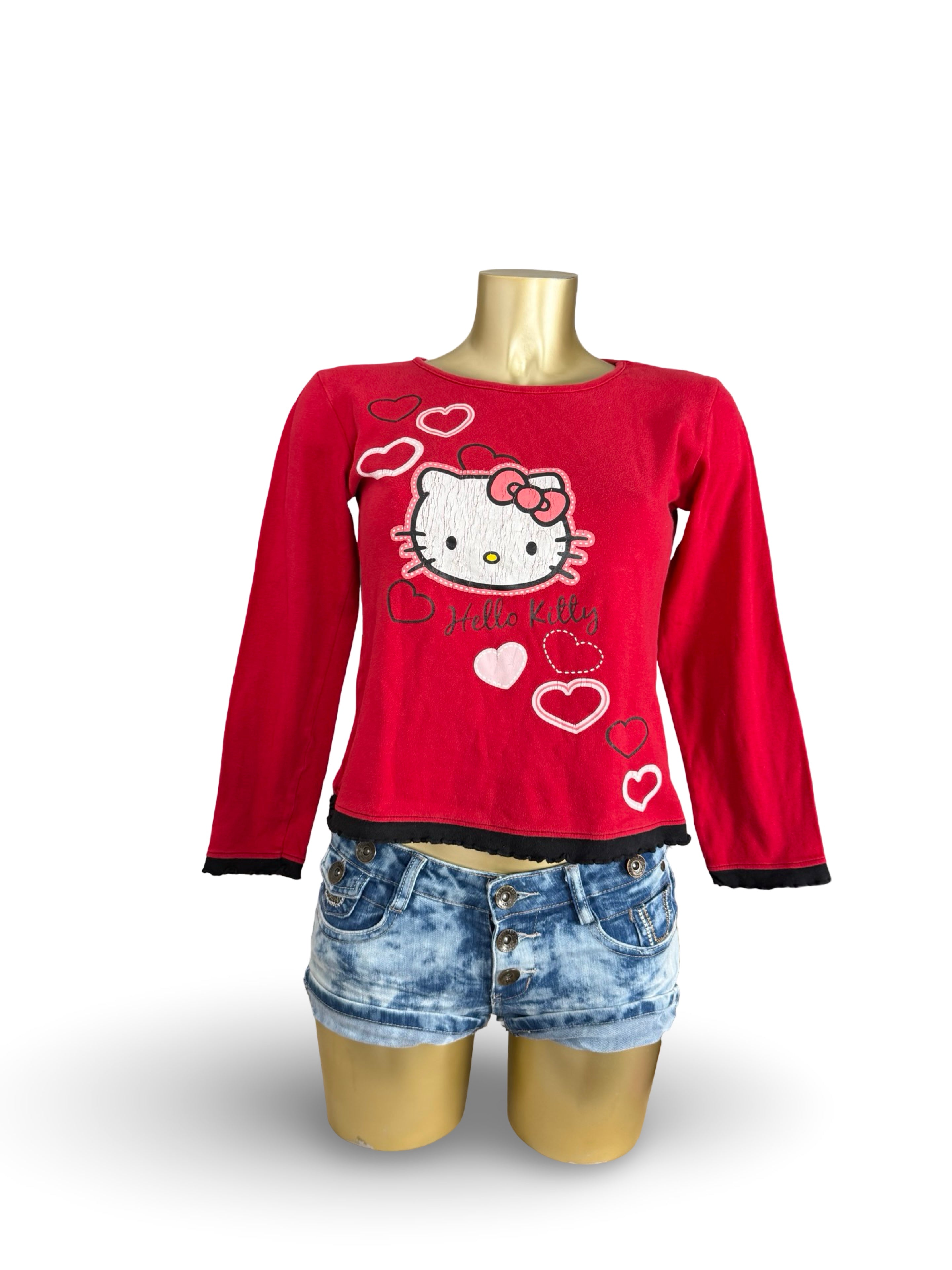 Red kitten cotton long sleeves top (L)