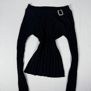 Black off shoulder buckle jumper (S/M)