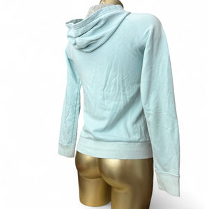 Blue cotton zip up swoosh logo hoodie (S)