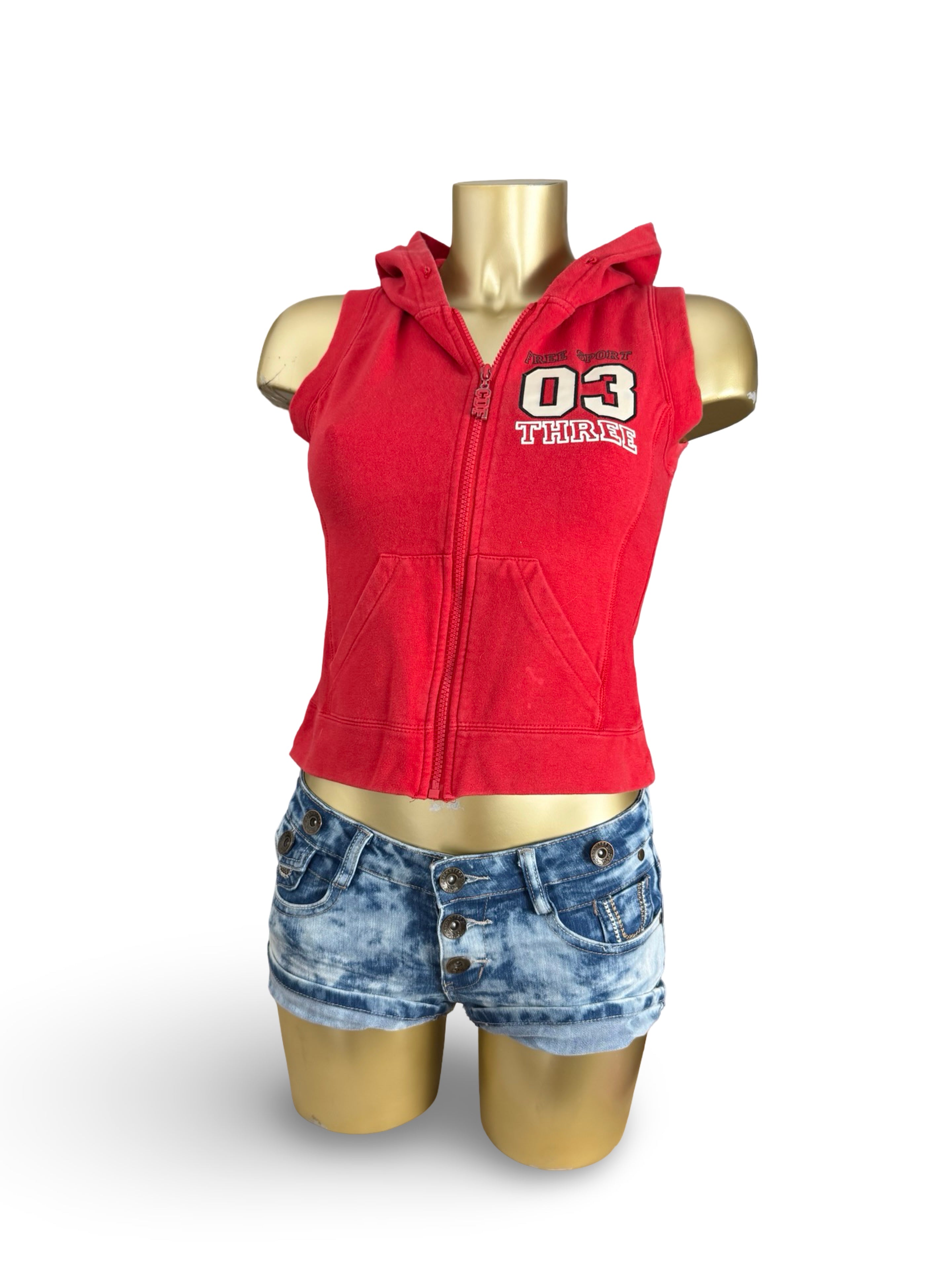 Sweat à capuche zippé rouge (XS)